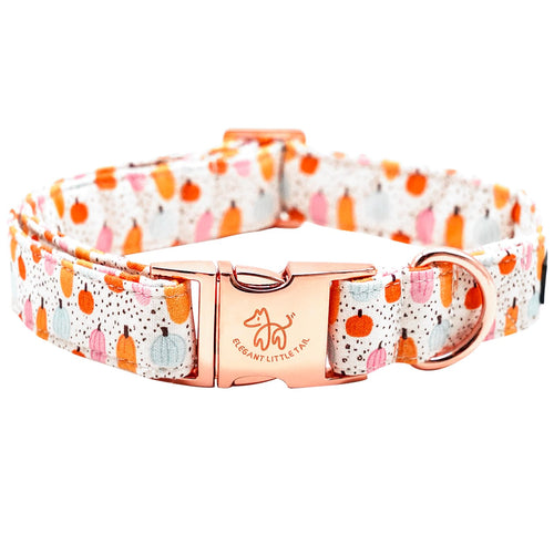 Collar Calabazas ajustable para perrros hecho a mano ( XS )